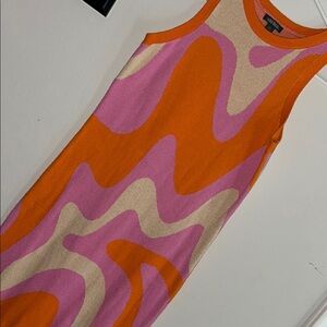 Vibrant Orange and Pink Swirl Dress